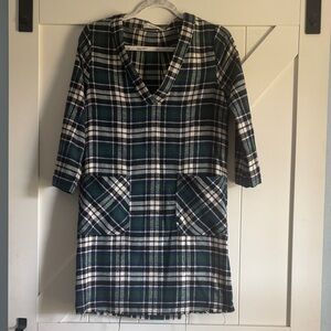 glam Green and White Plaid Midi Dress